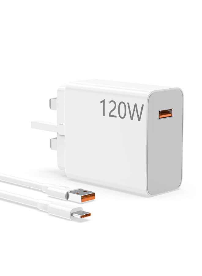120W Fast UK Wall Charger and 3A/1M 120W Charge Cable for Xiaomi, USB C Cable, Fast Charging for Xiaomi 17 15 14 Ultra 14T 13T Pro 13 12T 12 Pro 11T 11 Lite /Redmi Note 15 14 13 12 11 10 9Pro /Redmi Note K90 K80 K70 K60 K50 K40 Pro/POCO X8 X7 X6 X5 X7 X4 Gt F8 F7 F6 F5 F4 F3 Gt - Image 2